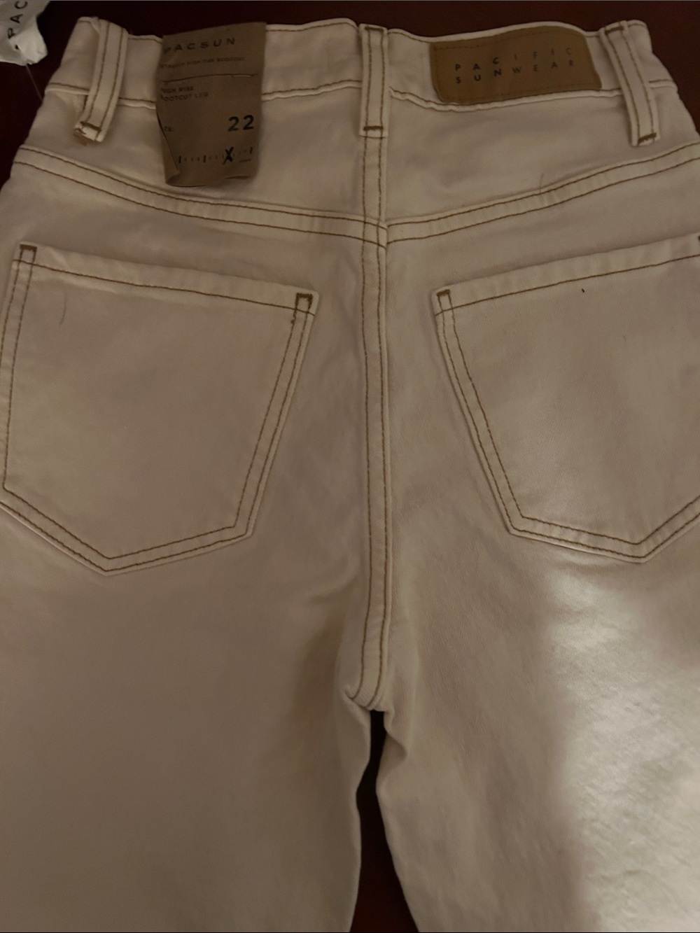 Pacific Sunwear Cream High-Rise Leather-Look Jeans